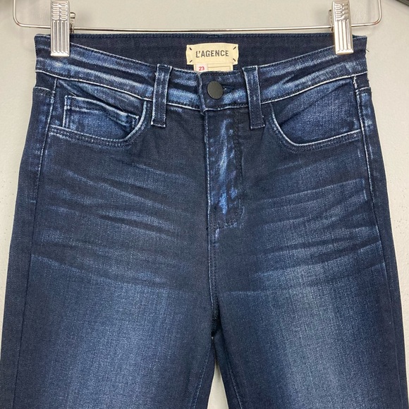 L’agence Margot High Rise Skinny Jeans Women’s Size 23 Marino Blue Stretch Denim - Picture 3 of 9
